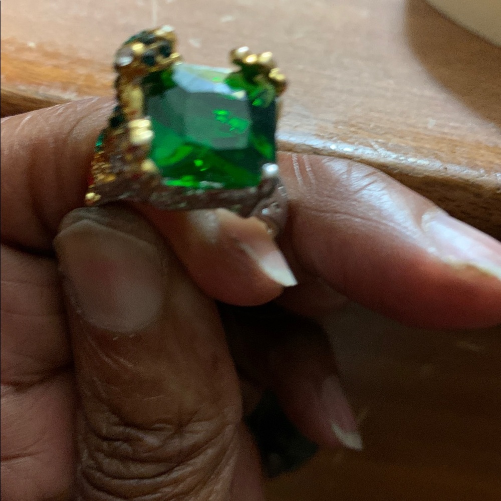 Frog Shaped Large Emerald Green Statement Ring Si… - image 4